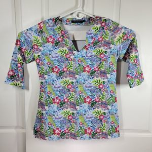 Katherine Way Womens MED Boca Tunic Top Florida Treasure Coast UPF 50 EUC